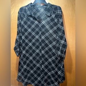 Chiffon Collared Button-Front Tunic Shirt